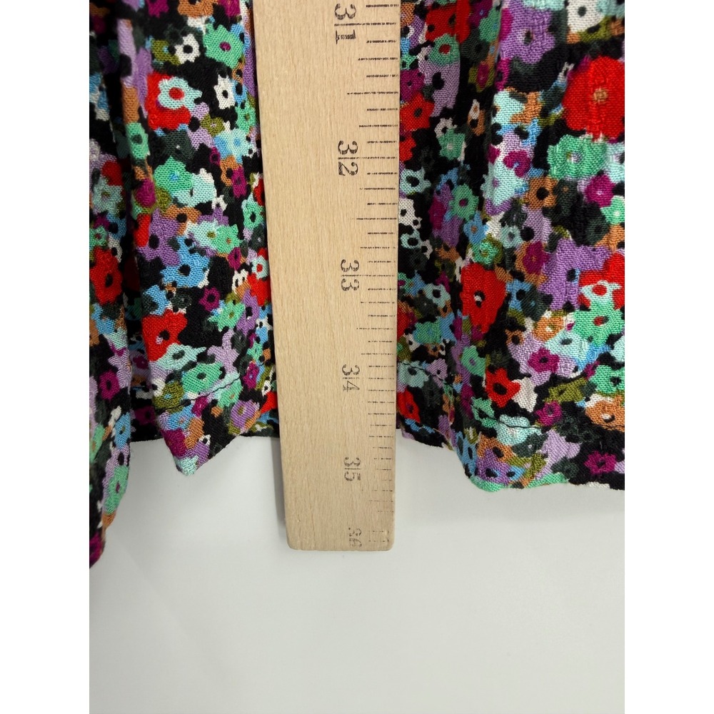 Maeve Dress Womens XS Black Purple Floral Short Sleeve Colorful Garden Party - Picture 7 of 8